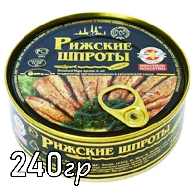 Шпроты РИЖСКИЕ Вкусные Консервы в масле 240г