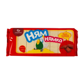 Вафли Сладонеж Ням-нямка с шоколадным вкусом 330 гр.