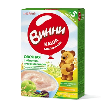 Винни каша овсяная с яблоком и черносливом молочная с 5 месяцев