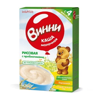 Каша Винни молочная рисовая с пребиотиком
