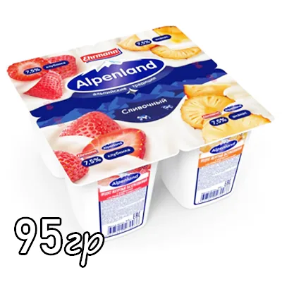 Йогурт Alpenland клубника ананас 7.5%