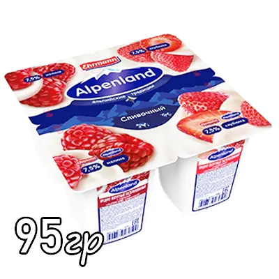 Йогурт Alpenlаnd клубника малина 7.5%