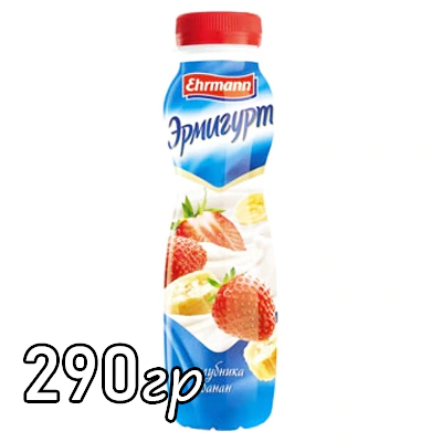 Йогурт питьевой Ehrmann Эрмигурт клубника банан 1.2%
