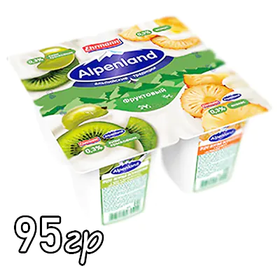 Йогурт Alpenlend Киви/Ананас стакан 0,3%