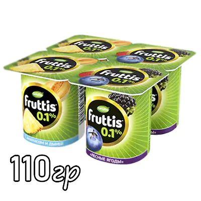 Йогурт Fruttis Анан/Дын/Лес-яг стакан 0,1%
