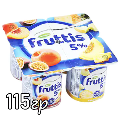 Йогурт Fruttis Персик/Маракуйя/Ананас/Дыня стакан 5%