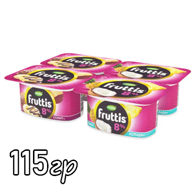 Йогурт Fruttis 8% 115гр Ананас/Кокос стакан