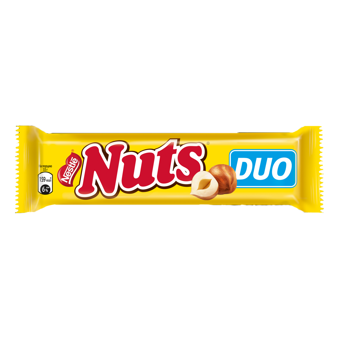 Шоколадный батончик Nuts Duo молочный шоколад