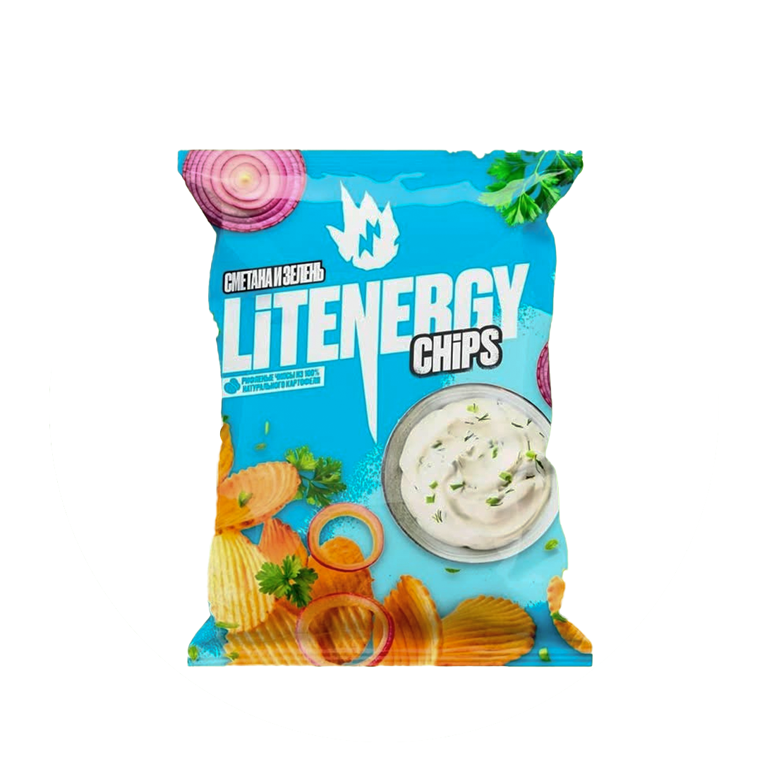Чипсы Lit energy 120г рифленые сметана и зелень